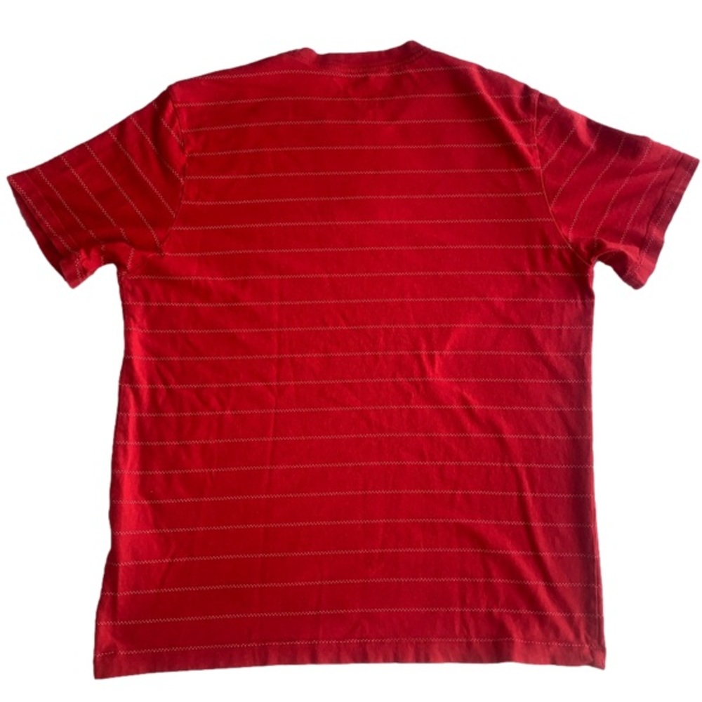 Nike Red Striped 'The Nike Tee' Pullover Short Sleeve Crew Neck T-Shirt - Picture 2 of 7